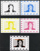 Chad 2013 Elvis Presley #03 individual deluxe sheetlet - the set of 5 imperf progressive colour proofs comprising the 4 basic colours plus all 4-colour composite unmounted mint.
