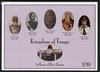 Tonga 2013 Kings & Queens of Tonga impef $20 m/sheet unmounted mint