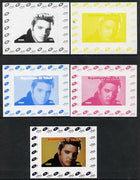 Chad 2013 Elvis Presley #05 individual deluxe sheetlet - the set of 5 imperf progressive colour proofs comprising the 4 basic colours plus all 4-colour composite unmounted mint.