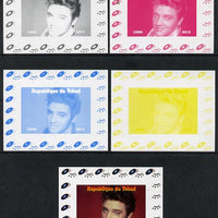 Chad 2013 Elvis Presley #06 individual deluxe sheetlet - the set of 5 imperf progressive colour proofs comprising the 4 basic colours plus all 4-colour composite unmounted mint.