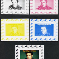 Chad 2013 Elvis Presley #07 individual deluxe sheetlet - the set of 5 imperf progressive colour proofs comprising the 4 basic colours plus all 4-colour composite unmounted mint.