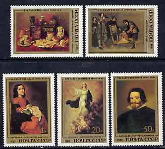 Russia 1985 Spanish Paintings in Hermitage Museum set of 5 unmounted mint, SG 5525-29, Mi 5476-80*