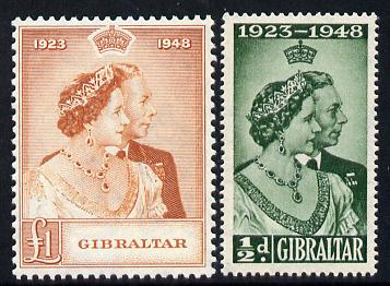 Gibraltar 1948 KG6 Royal Silver Wedding set of 2 unmounted mint SG 134-35