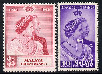 Malaya - Trengganu 1948 KG6 Royal Silver Wedding perf set of 2 unmounted mint SG 61-62