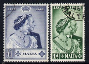 Malta 1949 KG6 Royal Silver Wedding set of 2 cds used SG 249-50