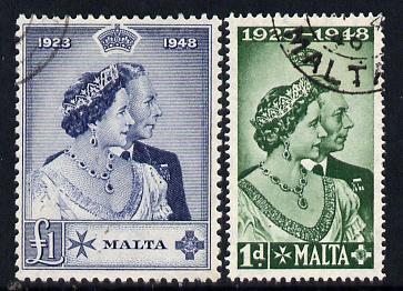 Malta 1949 KG6 Royal Silver Wedding set of 2 cds used SG 249-50