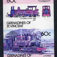 St Vincent - Grenadines 1984 Locomotives #2 (Leaders of the World) 60c J B Earle (2-6-4T) imperf se-tenant proof pair printed in blue, magenta & black only (as SG 319a) unmounted mint