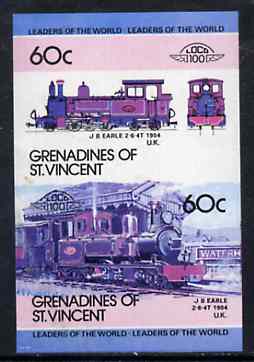 St Vincent - Grenadines 1984 Locomotives #2 (Leaders of the World) 60c J B Earle (2-6-4T) imperf se-tenant proof pair printed in blue, magenta & black only (as SG 319a) unmounted mint