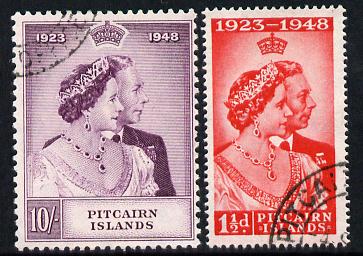 Pitcairn Islands 1949 KG6 Royal Silver Wedding perf set of 2 cds used, SG 11-12