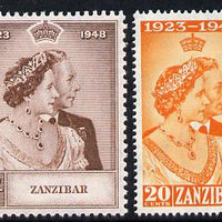 Zanzibar 1949 KG6 Royal Silver Wedding perf set of 2 unmounted mint, SG 333-34