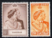 Zanzibar 1949 KG6 Royal Silver Wedding perf set of 2 unmounted mint, SG 333-34