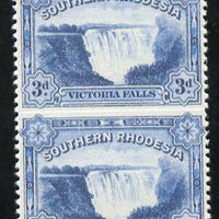 Southern Rhodesia 1932 KG5 Victoria Falls 3d deep ultramarine vertical pair imperf between,'Maryland' unused forgery, as SG 30b - the word Forgery is printed on the back and comes on a presentation card with descriptive notes