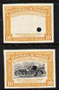 Panama 1948 50th Anniversary of Fire Brigade 10c Fire Engine imperf proofs of frame only plus composite both in issued colours and each with security punch holes, ex Waterlow & Sons single archive sheet, minor creasing, unmounted ……Details Below