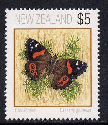 New Zealand 1991 Butterflies $5 Red Admiral unmounted mint SG 1644
