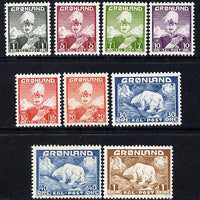 Greenland 1938-46 Christian & Polar Bear set of 9 mounted mint, SG 1-7