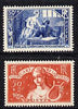 France 1935 Unemployed Intellectuals Fund set of 2 mounted mint, SG 532-3