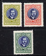 Rumania 1931 King Caril II set of 3 unmounted mint, SG 1191-93