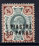 British Levant 1909 1p30 on KE7 4d green & chocolate mounted mint SG 18