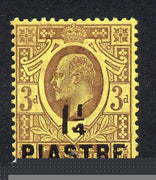British Levant 1910 1.25pi on KE7 3d purple on orange-yellow mounted mint SG 22