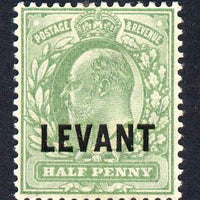 British Levant 1905-12 LEVANT opt on KE7 1/2d green mounted mint SG L1
