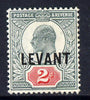 British Levant 1905-12 LEVANT opt on KE7 2d grey-green & carmine mounted mint SG L4a