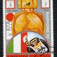 Ajman 1972 Sapporo Winter Olympic Gold Medallists - Italy Two-man Bob Sled 5r cto used Michel 1668