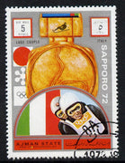 Ajman 1972 Sapporo Winter Olympic Gold Medallists - Italy Two-man Bob Sled 5r cto used Michel 1668