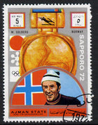 Ajman 1972 Sapporo Winter Olympic Gold Medallists - Norway Solberg Biathlon 5r cto used Michel 1635