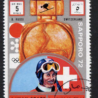 Ajman 1972 Sapporo Winter Olympic Gold Medallists - Switzerland Russi Downhill skiing 5r cto used Michel 1667