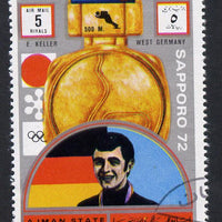 Ajman 1972 Sapporo Winter Olympic Gold Medallists - West Germany Keller Speed Skating 5r cto used Michel 1662