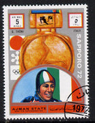 Ajman 1972 Sapporo Winter Olympic Gold Medallists - Italy Thoni Giant Slalom 5r cto used Michel 1649