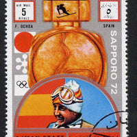 Ajman 1972 Sapporo Winter Olympic Gold Medallists - Spain Ochoa Downhill Skiing 5r cto used Michel 1637