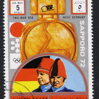 Ajman 1972 Sapporo Winter Olympic Gold Medallists - West Germany Two-man Bob Sled 5r cto used Michel 1668