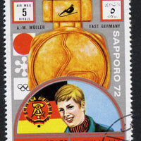 Ajman 1972 Sapporo Winter Olympic Gold Medallists - East Germany Muller Bob Sled 5r cto used Michel 1650