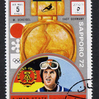 Ajman 1972 Sapporo Winter Olympic Gold Medallists - East Germany Scheidel Bob Sled 5r cto used Michel 1643