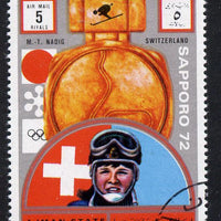 Ajman 1972 Sapporo Winter Olympic Gold Medallists - Switzerland Nadig Downhill Skiing 5r cto used Michel 1661