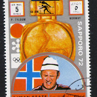 Ajman 1972 Sapporo Winter Olympic Gold Medallists - Norway Tyldum Cross-Country Skiing 5r cto used Michel 1640