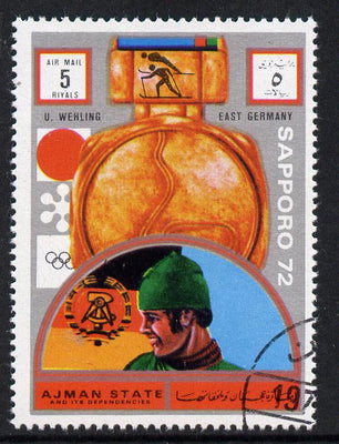 Ajman 1972 Sapporo Winter Olympic Gold Medallists - East Germany Wehling Nordic Combination 5r cto used Michel 1638