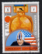 Ajman 1972 Sapporo Winter Olympic Gold Medallists - USA Holum Speed Skating 5r cto used Michel 1648