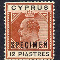 Cyprus 1902-04 KE7 Crown CA 18pi black & brown overprinted SPECIMEN with gum & only about 730 produced, SG 56s