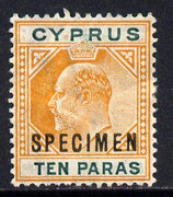 Cyprus 1904-10 KE7 MCA 10pa orange & green overprinted SPECIMEN with some gum & wrinkled but only about 730 produced, SG 61s