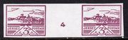 Jersey 1943-44 Occupation 3d violet imperf inter-paneau gutter pair as designed by Blampied on ungummed paper and assumed to be a reprint, as SG 8
