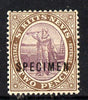 St Kitts-Nevis 1903 Crown CA Columbus 2d opt'd SPECIMEN, with little or no gum, only 730 produced SG 3s