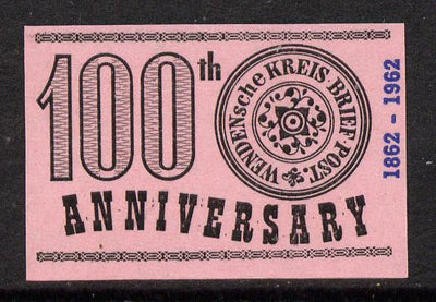 Russia 1963 100th Anniversary of Wenden Serbia Kreis Post imperf label black on pink paper unmounted mint