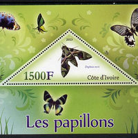 Ivory Coast 2013 Butterflies #1 perf deluxe sheet containing one triangular value unmounted mint