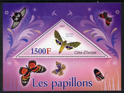 Ivory Coast 2013 Butterflies #2 perf deluxe sheet containing one triangular value unmounted mint