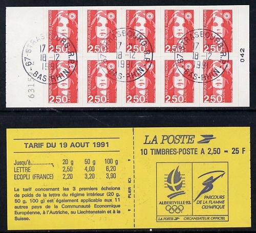 France 1991 Marianne 2f50 self-adhesive booklet (Winter Olympics on front cover) complete with cds cancels SG DSB105a
