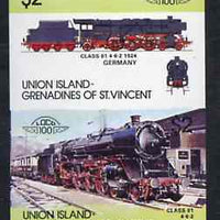 St Vincent - Union Island $2 Locomotive class 01 (4-6-2) se-tenant proof pair as issued but imperforate unmounted mint