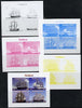 Chad 2014 Sailing Ships #1 sheetlet containing 4 values - the set of 5 imperf progressive proofs comprising the 4 individual colours plus all 4-colour composite, unmounted mint.