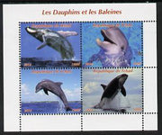Chad 2014 Whales & Dolphins perf sheetlet containing 4 values unmounted mint. Note this item is privately produced and is offered purely on its thematic appeal. .